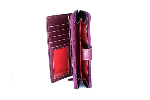 Generic BTC Womens Wallet Leather Bifold Card Holder RFID Blocking with Zipper Coin Pocket, Cherry Maroon4