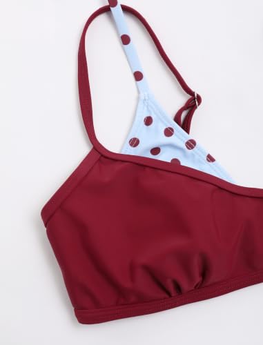 Image of ZAFUL Women's Polka Dots Bikini Set Double Layer Halter 2 Piece Swimsuit