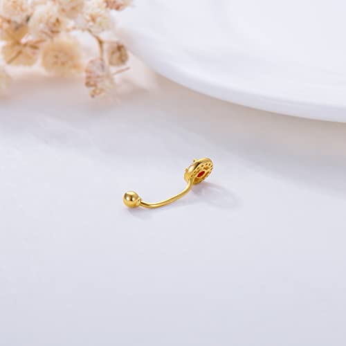Mrenite 14K Gold Belly Button Rings For Women Real Gold Round Cubic Zirconia Navel Rings 18G Body Piercing Jewelry #TOP2