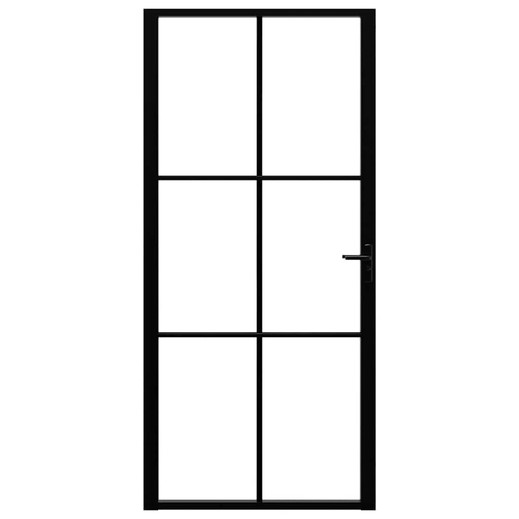 vidaXL Porta da Interno ESG Vetro e Alluminio 93x201,5 cm Nera