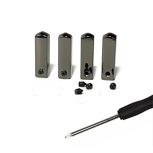 Metal Aglets Shoelace Tips (Set of 4 Tips And Screws Includes Screwdriver) (Black)