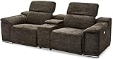 Furnhouse Ibbe Design 2er Sitzer Modul Sofa Braun Stoff Relaxsofa Couch mit Elektrisch Verstellbar Relaxfunktion Heimkino Alexa mit Bar und Ladegerät, 242x102x73 cm
