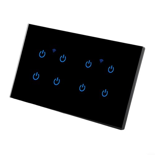 Sleek Black Touch Switch with Voice & Remote Control, Smart Home Compatible (8 marce) Sleek Black Touch Switch with Voice & Remote Control, Smart Home Compatible (8 marce)