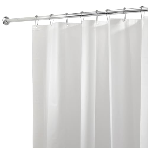 iDesign PEVA Mold and Mildew Resistant Plastic Shower Curtain Liner for Use Alone or With Fabric Curtain, Set of 2, 72” x 72”, White