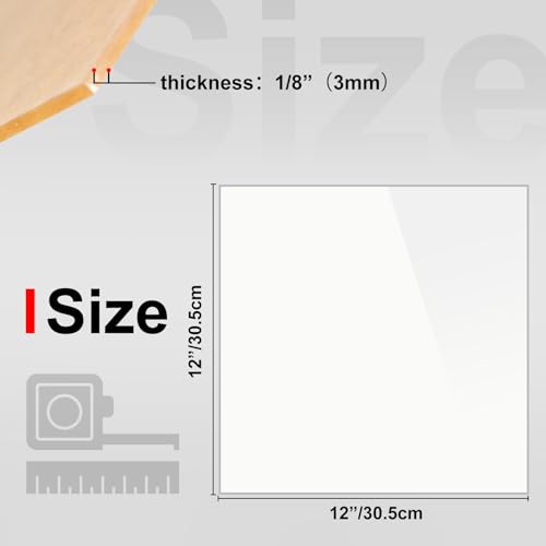 Image of KINLINK 12x12 Plexiglass Sheets 1 /8 inch Thick - 3mm White Cast Acrylic Sheet, Plastic Board Polycarbonate Sheet for DIY Project, Craft, Table Top, Acrylic Sign and Wedding Invitation 2 Pack