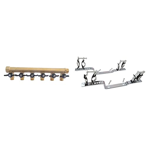 Somatherm For You 3540730010421 Collecteur Mini vanne 6S 20/27 DIY Laiton intégrées-6 départs 15/21-Entrée Femelle 20/27-Sortie Mâle & Support de...