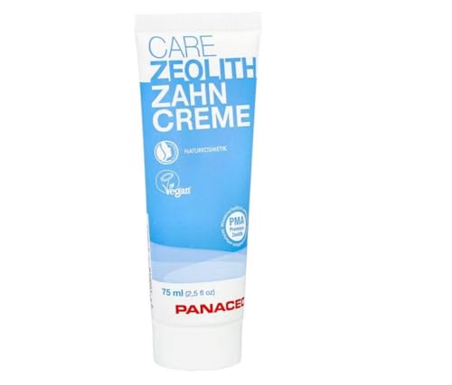 Panaceo Care Zeolith Zahncreme 75ml - Natürliche Zahnpflege mit Bio-Minzöl & Aloe Vera, Zahnpasta ohne Titandioxid & ohne Fluorid, frischer Atem garantiert & vorbeugend gegen Karies, 100% Vegan