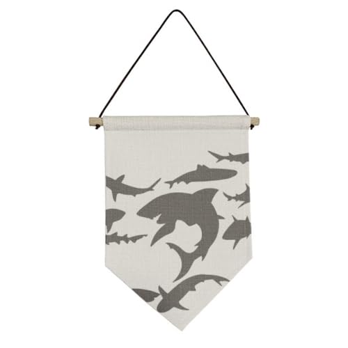 Bannière décorative en toile de qualité avec son motif requin bleu unique