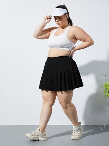 Moon Wood Women's Plus Size Pleated Tennis Skirt- Girls High Waist Athletic Golf Skirts with Shorts3