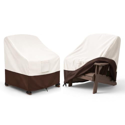 Image of Bitubi Waterproof 2 Pack Patio Adirondack Chair Cover for Outdoor Chair Size Up to 30W x 34D x 36H inch,Outdoor Lawn Patio Furniture Covers (Brown)