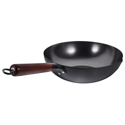 Ciieeo Non Stick Iron Pan Wok for Stove Cooking Chinese Style Kitchen Multi-Functional Wok Handle for Home Use