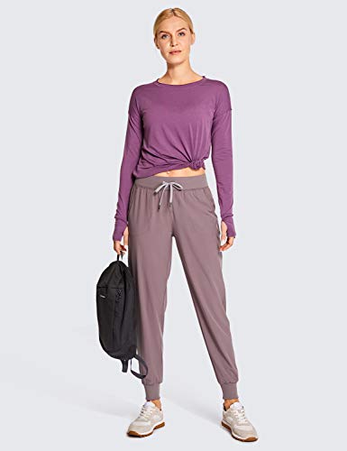 CRZ YOGA Calça de Corrida Leve Feminina com Bolsos de Cordão e Elásticas de Cintura Malva GG