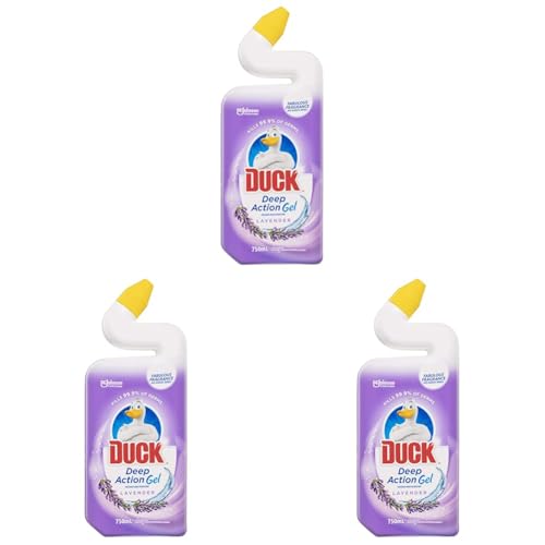 Duck Deep Action Gel Liquid Toilet Bowl Cleaner, Stain Remover and Toilet Bowl Freshener, Lavender Fragrance, 750 mL (Pack of 3)