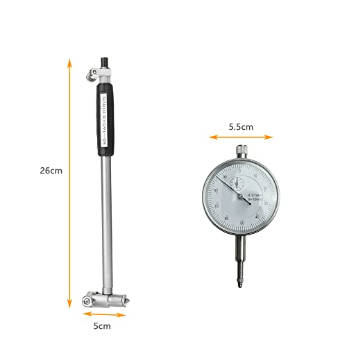 Stainless Steel High Accuracy 50-160MM Dial Bore Gauge, Measuring Engine Cylinder Tool Kit Used to Measure Internal Dimensions of Work Pieces by Comparative Method