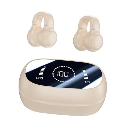 Mirror Digital Display Earphone Ear Hook Beige