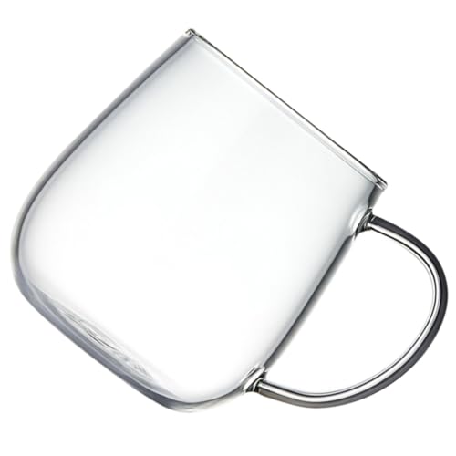 GRIRIW 1pc Glass Milk Cup Beer Cup Clear Beer Glasses Coffee Mugs Drinking Mug Beverage Mug Espresso Glasses Transparent Milk Cup Breakfast Cup Toothbrush Cup Coffee Glasses Tea Mug White