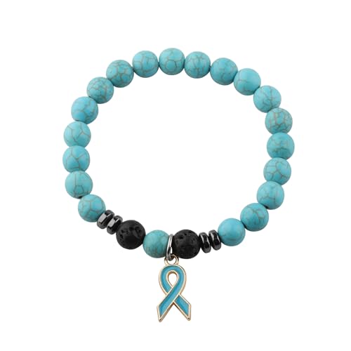 WSNANG Teal Ribbon PTSD Awareness Bracelet - Ovarian Cancer Survivor Inspirational Gift 7