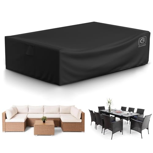 Image of Gasadar Outdoor Patio Furniture Covers Waterproof,500D Oxford,All Weather Protection Patio Table Covers for Outdoor Furniture Set,90 inch L x 64 inch W x 28 inch H,Black