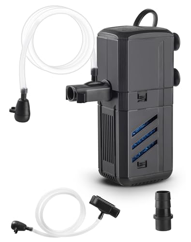 LUNEKUCK Filtre Intérieur Aquarium 500L/H 6W Pompe Aquarium Réglable à Débit d’Eau Filtre Interne pour Aquarium de 30 à 500L avec Éponges Filtrantes...