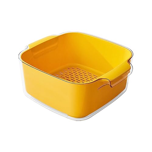 INSTITIZER 8.2 Quart Kitchen Colanders Bowl Set, Plastic Strainers and Colanders Bowl Set, Fruit Vegetable Washing Basket, Large Double Layered Strainer for Pasta, Noodles, Salads and Food