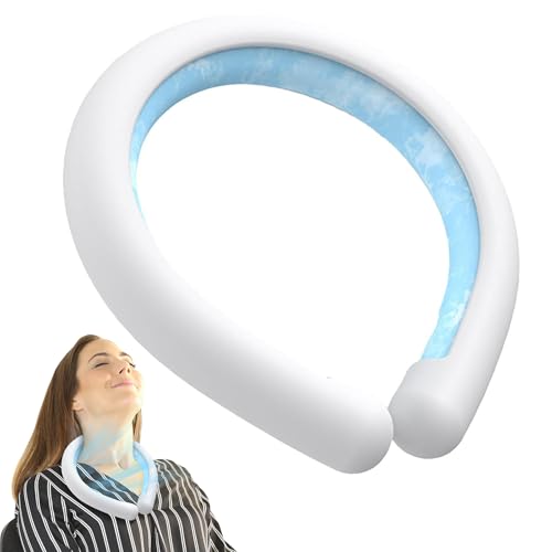 Neck Cooling Tube,Wearable Neck Cold Gel Ice Pack for Men and Women,Reusable Cool Body Cooler Tube,Summer Cool Ice Ring Necks Hanging for All Sports Outdoor Activities (White)