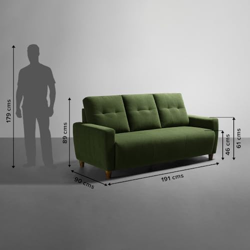 Image of Sleepyhead Yolo Designed by Duroflex - 6 Seater Sofa 3+2+1 Sofa Set |Premium Fabric, Plush 3-Layer Cushioning |Buttonless Tufted & Anti-Sag Comfort |Stylish & Durable |3 Years Warranty - Avocado Green