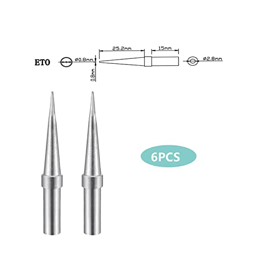 Image of Soldering Iron Tips Replacement Weller ETO Series for WE1010NA WE1010 WCC100 WES50 /51 WESD51 Soldering Station, PES51 LR21 Soldering Pen Soldering Tips (6)