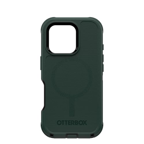 Image of OtterBox iPhone 16 Pro (Only) Defender Series MagSafe Case - Cinder Cashew (Green & Black) - Built-in Magnets - Screenless - Rugged & Durable - with Port Protection