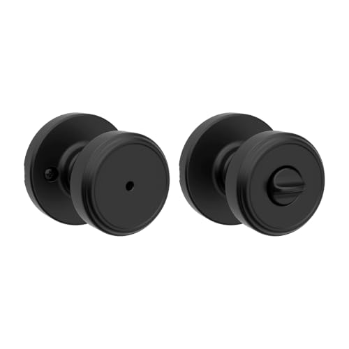Image of Kwikset Maven Locking Door Knob for Bedroom and Bathroom, Matte Black