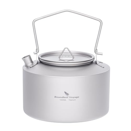 iBasingo 1L Titanium Camping Kettle Ultralight Teapot, Ti-color Ti3099D