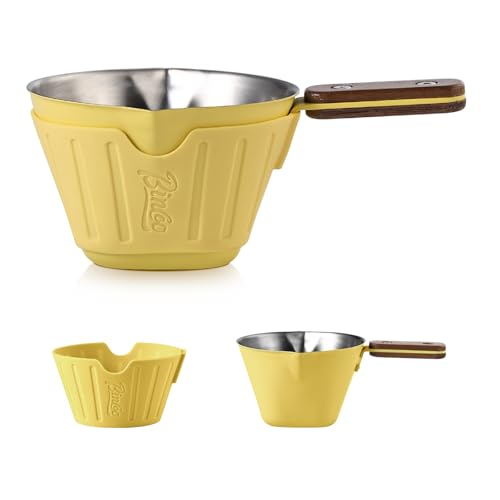 Vaso medidor espresso de acero inoxidable con mango de madera 90 ml miniatura 1