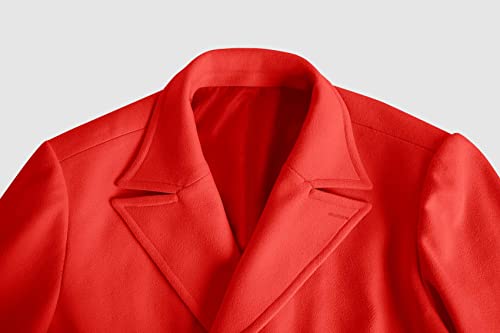 Mens Peacoat Double Breasted Trench Coat Lapel Collar Mid Length Wool Blend Top Coat Winter Outerwear #TOP3