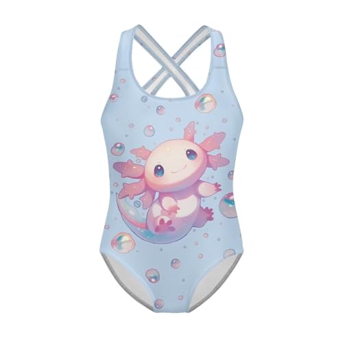 Image of Girls One Piece Swimsuits Summer Quick Dry Crewneck Beach Bathing Suit Cross Shoulder Strap Swimwear 5-14 Years