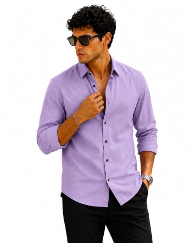 Image of Zilcon Men's Solid Coffee Brown Casual Cotton Blend Shirt