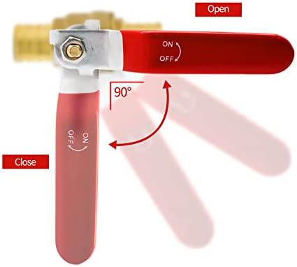 10pcs PEX Ball Valves, 1/2" PEX Brass Full Port Shut-off Ball Valve, Quarter Turn HOT (RED) COLD (BLUE) of Water Stop Shut off (1/2", 10pcs)
