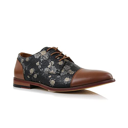 Image of Ferro Aldo Men's Modern Cap-Toe Derby Collection | Statement Dress Shoes in Floral, Woven, & Classic Styles
