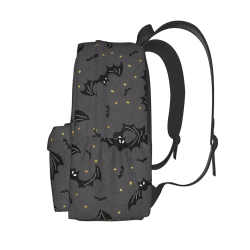 Black Bats Spider Web Background Large Capacity Backpack Lightweight Personalized Laptop Bag Tablet Travel School Bag with Multiple Pockets2