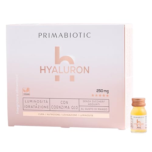 Acido Ialuronico da Bere - Primabiotic Hyaluron 250 mg | 30 Flaconcini da 30 ml (900 ml) | Integratore Liquido di Alta Qualità per la Bellezza e la Pelle del Viso | Vegano, Senza Glutine e Lattosio