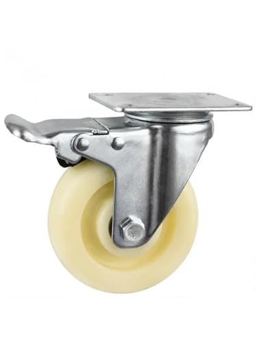 Roulette universelle 4 pouces nylon blanc double roulement avec frein