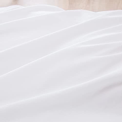Image of BESTOUCH Cotton Solid Duvet Cover Set Bright White Super King Plus | 100% Washed Cotton, Soft Wrinkle Texture, Hidden Zipper, 8 Ties, Breathable Lightweight Durable Comfy, 3 Pcs No Insert