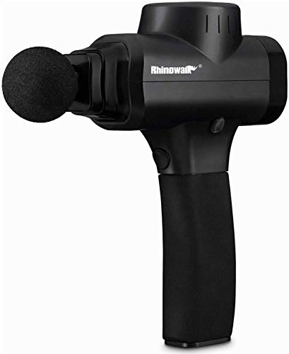 Preisvergleich Produktbild Rhinowalk Massagepistole-Hand-Percussion-Tiefen... für Muskelkater und Steifheit - Leise, 5-Gang-Vibrationen mit hoher Intensität - Schnell wiederaufladbares Gerät (Schwarz)
