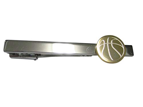 Kiola Designs Gold Toned Etched Round Basketball Tie Clip