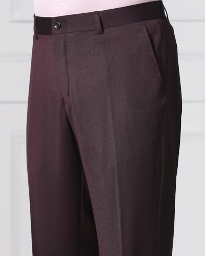 Image of Blackberrys Men Polyester Solid Slim Burgundy Peak Suit