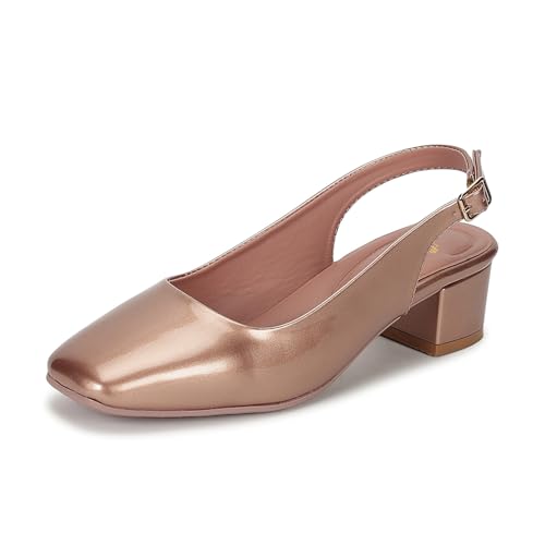 Image of Marc Loire Women Square Toe Solid Block Heel Pumps for Office, Party and Formal Wear