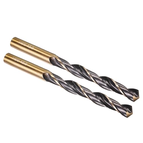 Image of PATIKIL 12mm Drill Bit, Jobber Straight Shank M2 High-Speed Steel 118° Nitriding Black and Gold Finish for Stainless Steel Hard Metal - 2 Pack