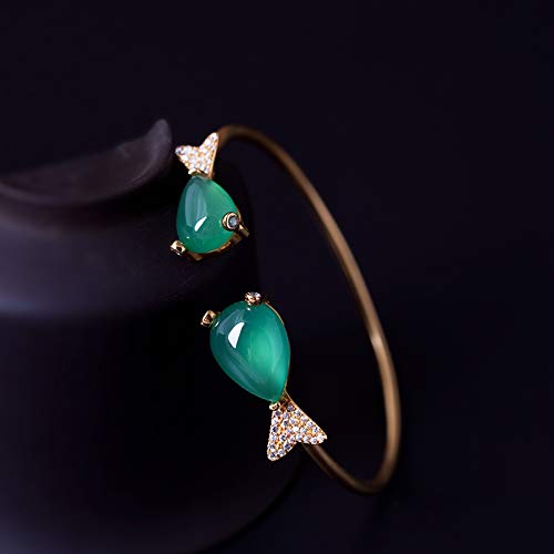 Bangle jade agate verte en argent pour un style bohème - 5