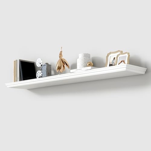 Image of 55 Inch Floating Shelves for Wall, 9.3 inchD Crown Molding Wood Display Shelf