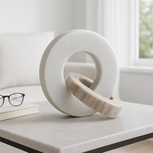 Marble Modern Decorative Knot – Double Ring Accent for Table