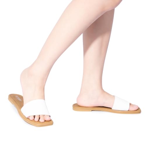 Image of FITORY Womens Slide Sandals Dressy Flat Comfortable Slippers for Summer