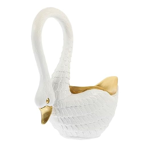 HAWILLOSCH Vassoio Portaoggetti Forma Di Cigno in Resina Vassoio Da Scrivania Per Gioielli e Chiavi Organizer Da Appoggio Originale